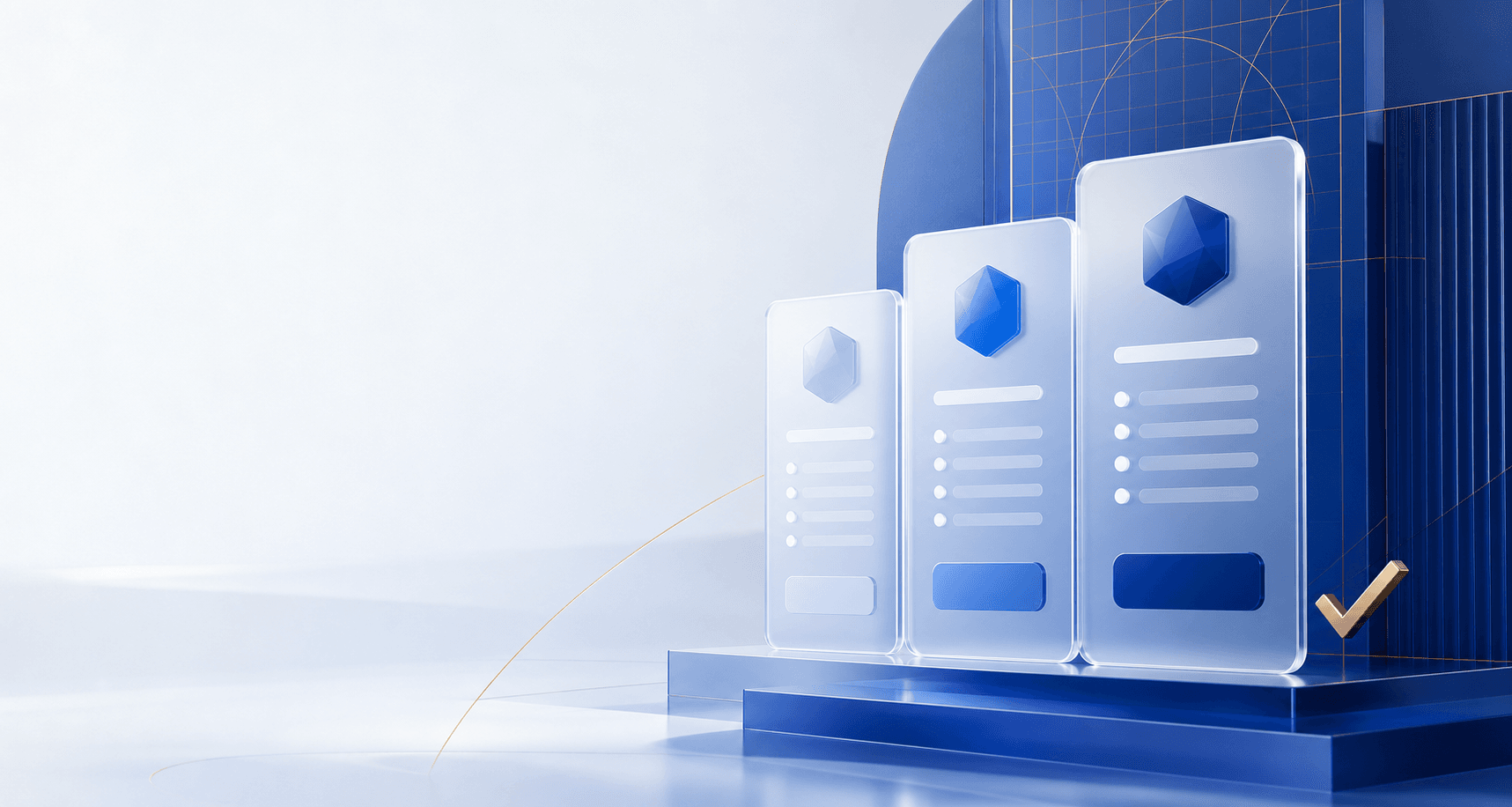 Abstrakte Darstellung transparenter Website-Pakete
