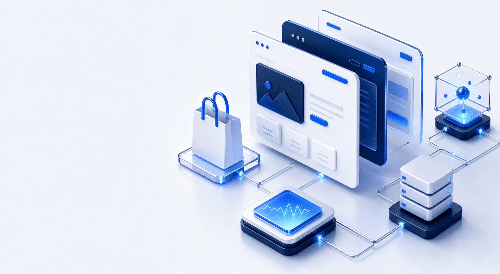 Abstrakte Darstellung vernetzter digitaler Dienstleistungen